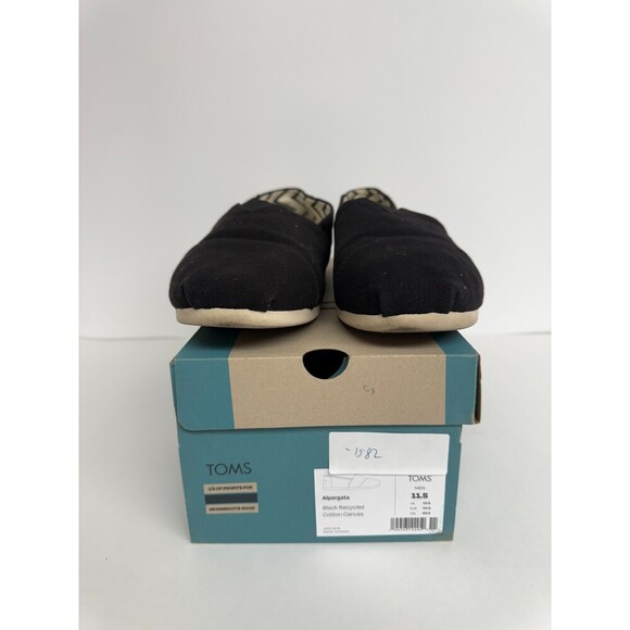 -1582 Toms Alpargata Black Recycled Cotton Canvas-US 11.5 Mens - Picture 2 of 5